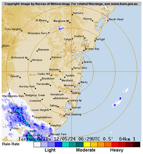 Sydney radar loop 64 Also details how to interpret the radar images and information on subscribing to further enhanced radar information services available from the Bureau of Meteorology